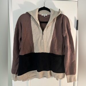 Madewell color block 1/2 zip sweater